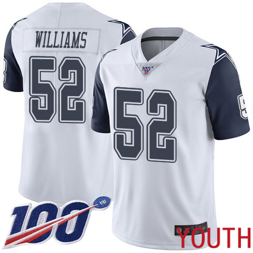 Youth Dallas Cowboys Limited White Connor Williams #52 100th Season Rush Vapor Untouchable NFL Jersey->women nfl jersey->Women Jersey